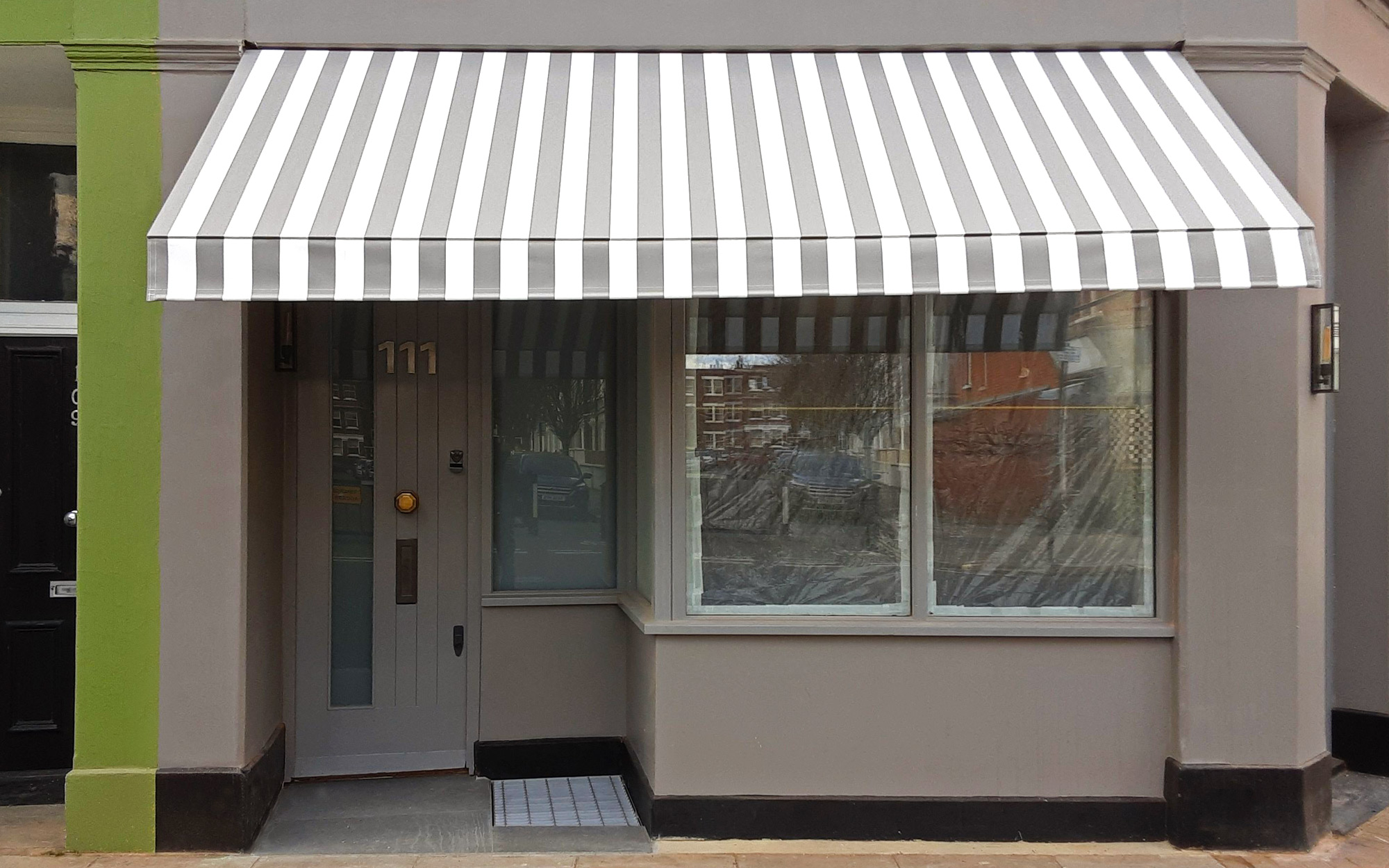 Shop Canopies with Gray Fabric Stripes