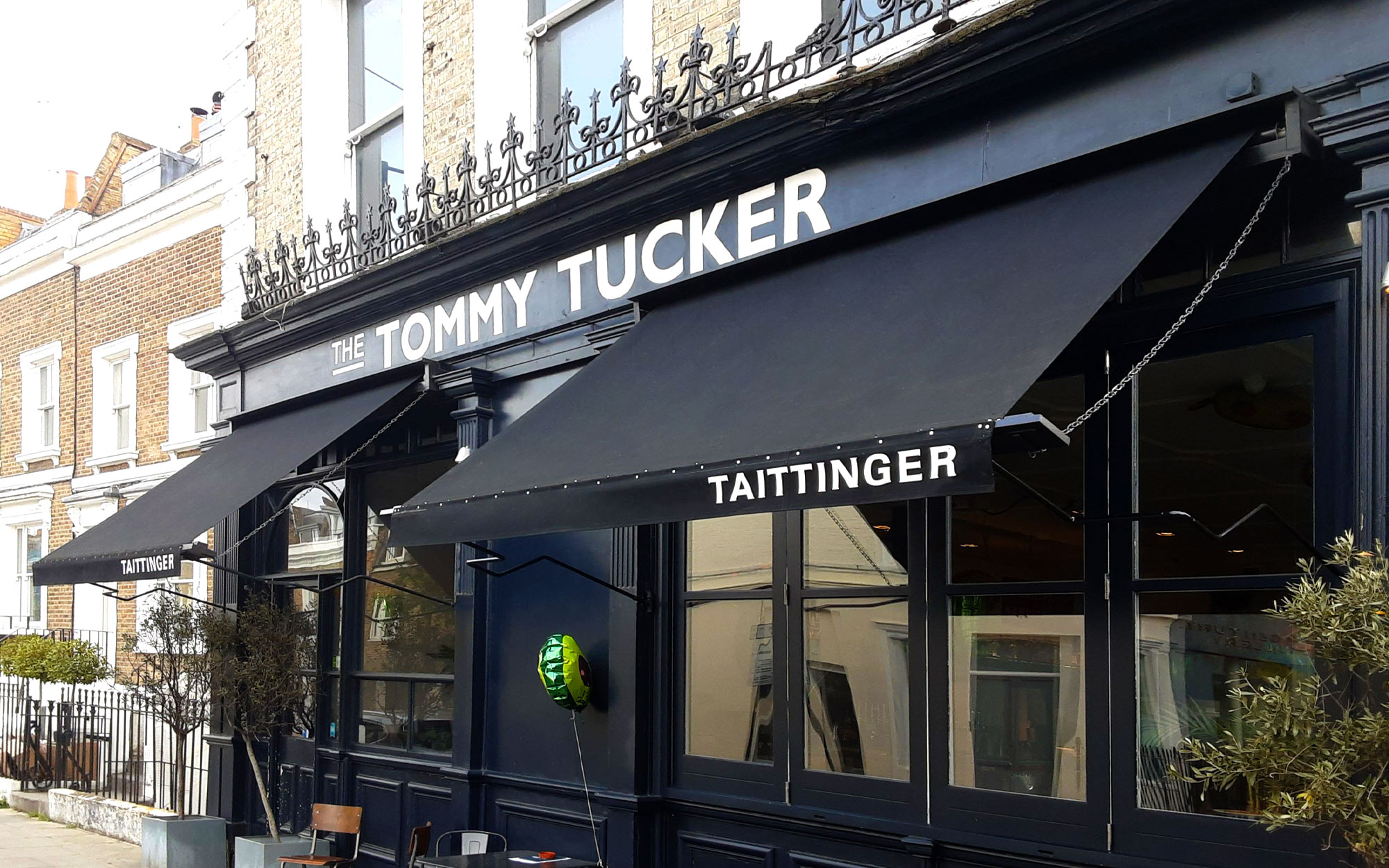 Victorian Awning in Black Fabric, Extended