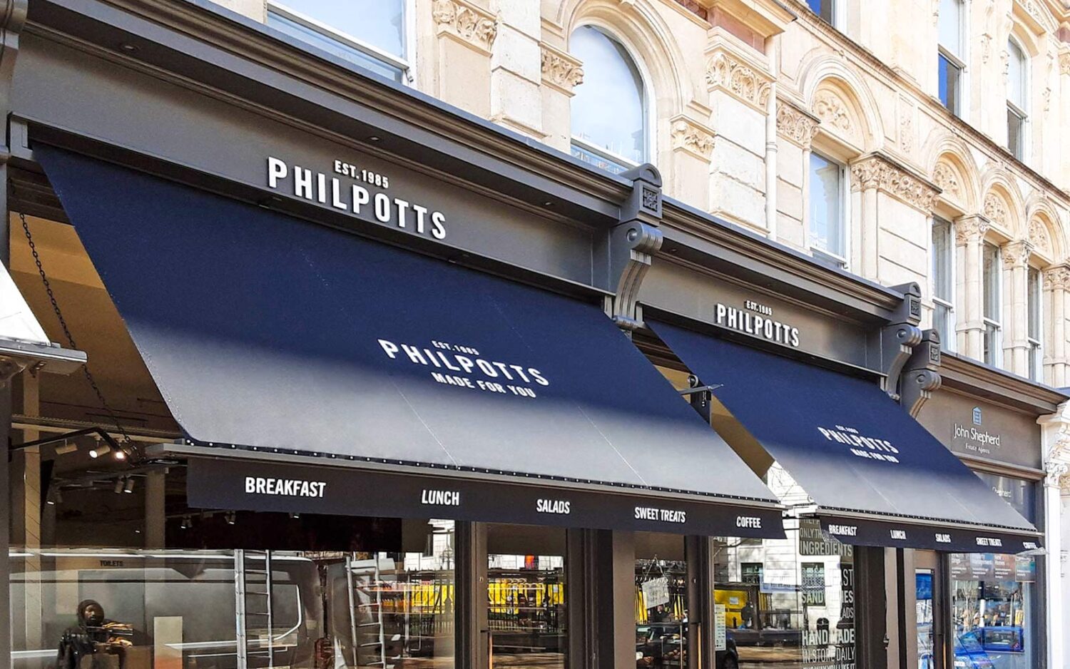 Traditional Victorian Awning at Philpotts Café, Birmingham