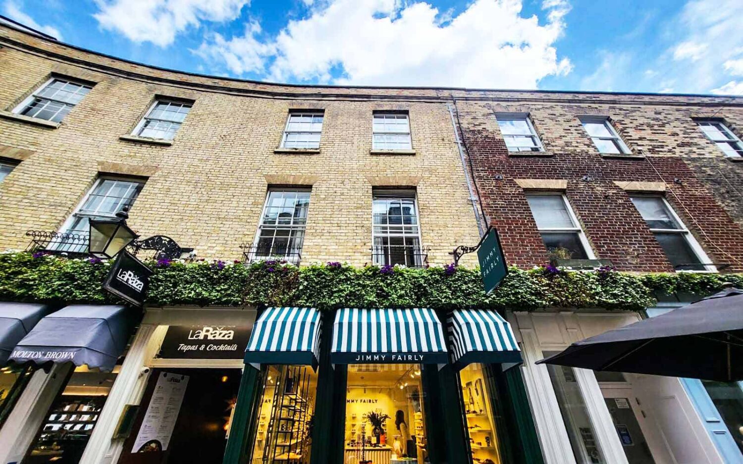 Bespoke Canopies with Stripe Fabric at Jimmy Fairly Opticians, Cambridge